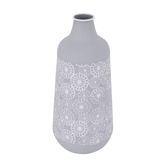 Grey Iron French Country Vase, 22" x 10" x 10"